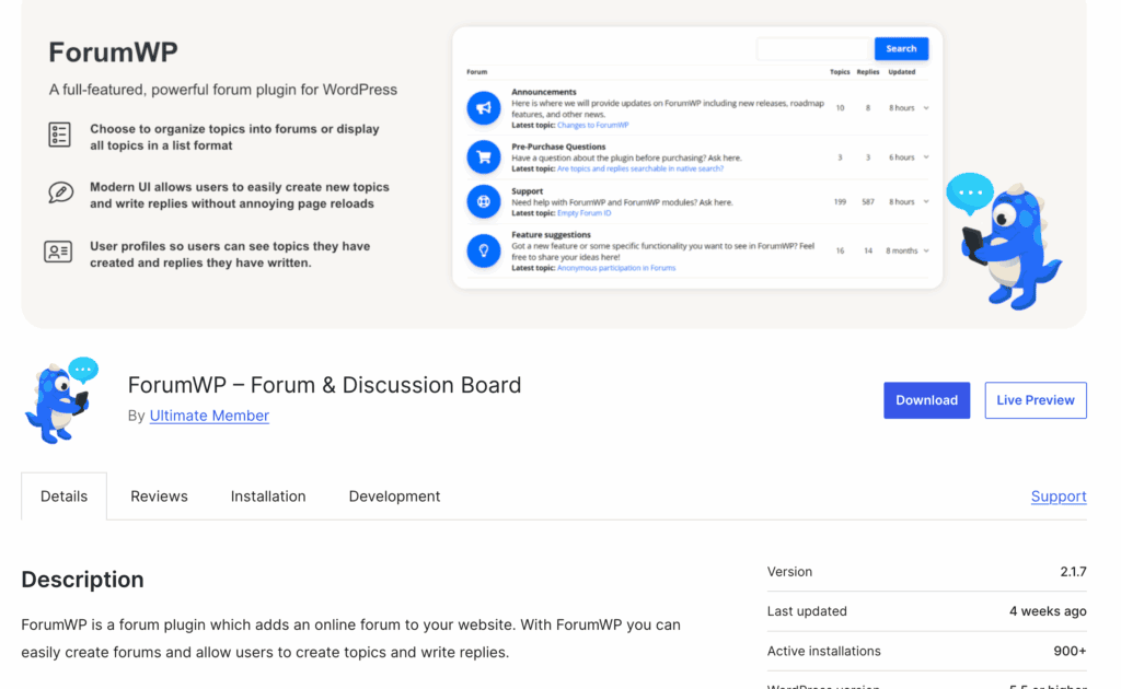 wordpress forum plugin forumwp