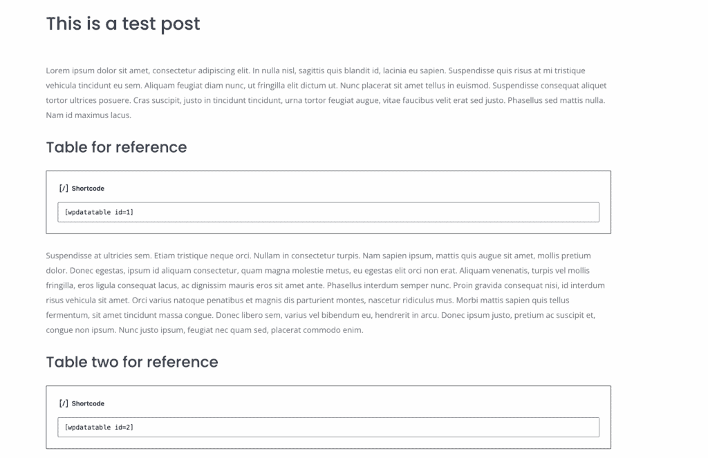 wpdatatable shortcode in wp editor