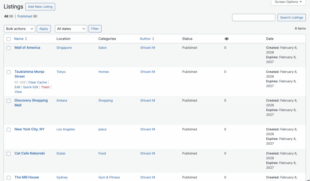 All listings (demo) directorist