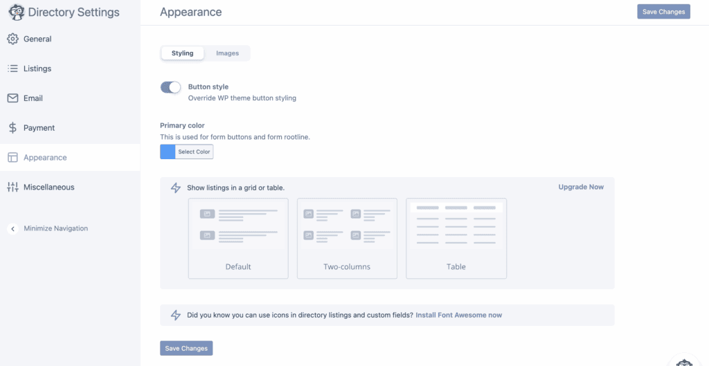 Appearance Business Directory Plugin module