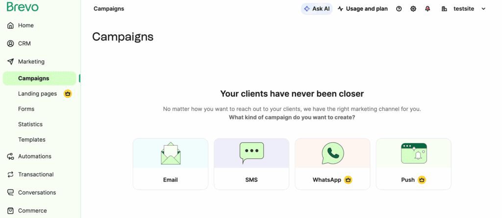 Brevo external dashboard