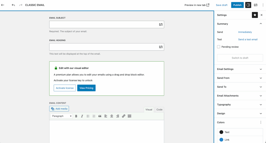 Email creation Noptin