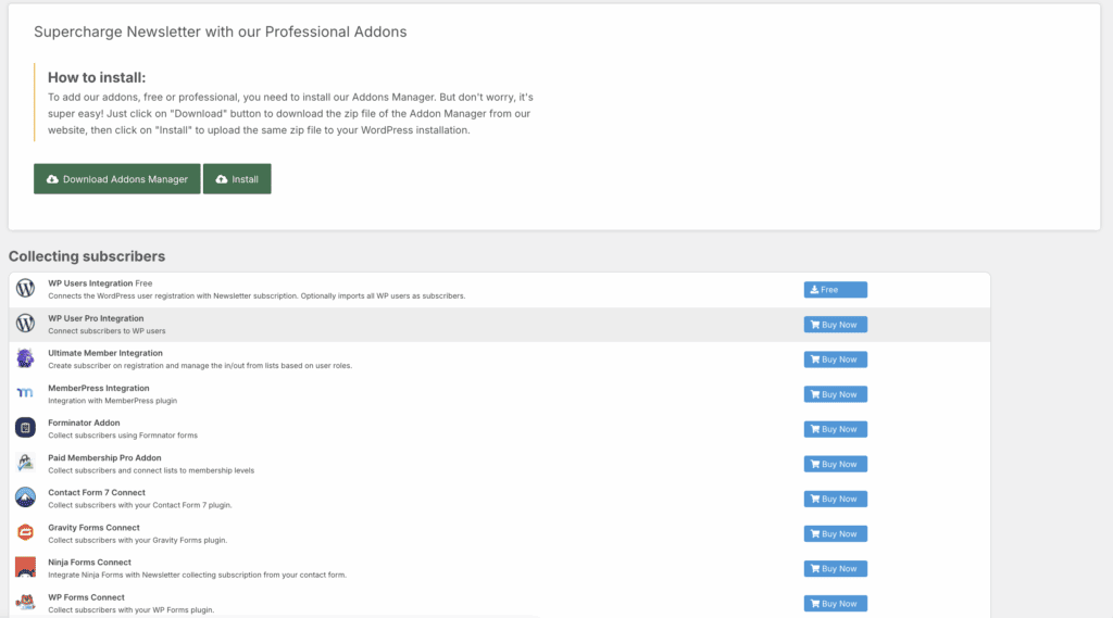 Integrations the newsletter plugin