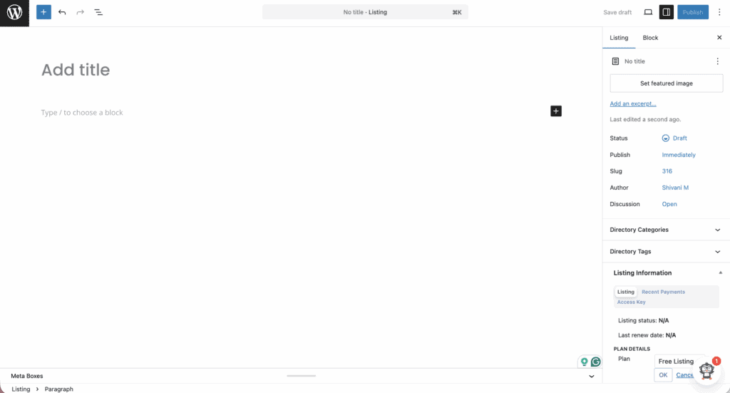 Listing creation business directory plugin