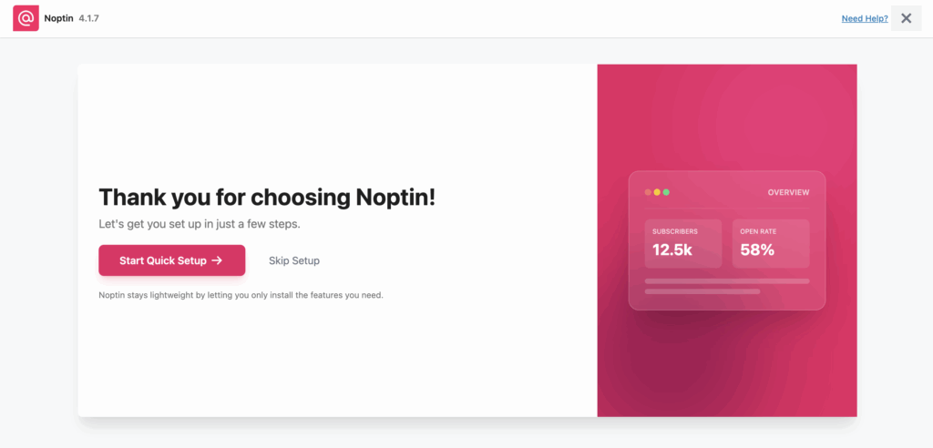 Noptin setup wizard