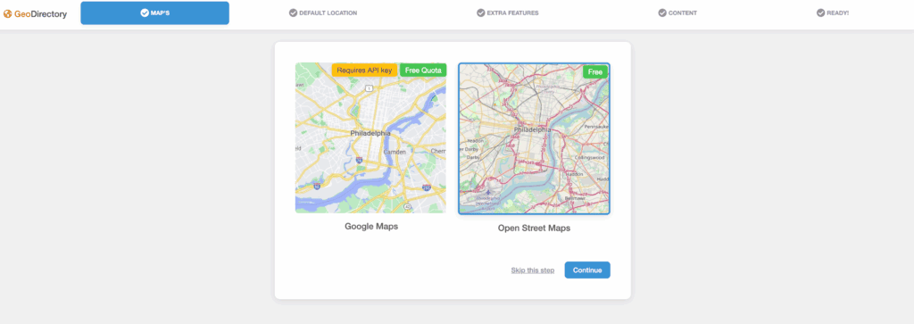 Setup wizard geodirectory