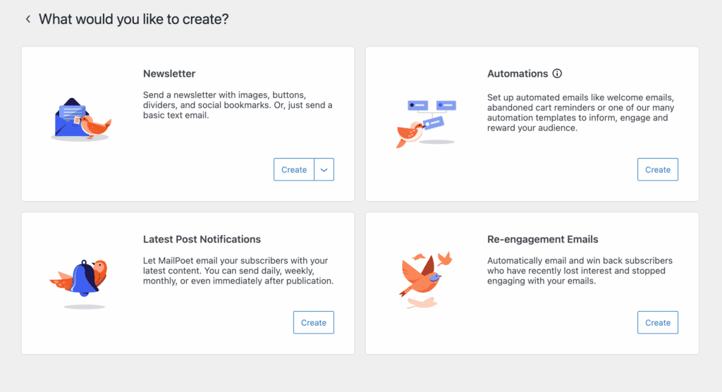 Types of emails you can create on mailpoet