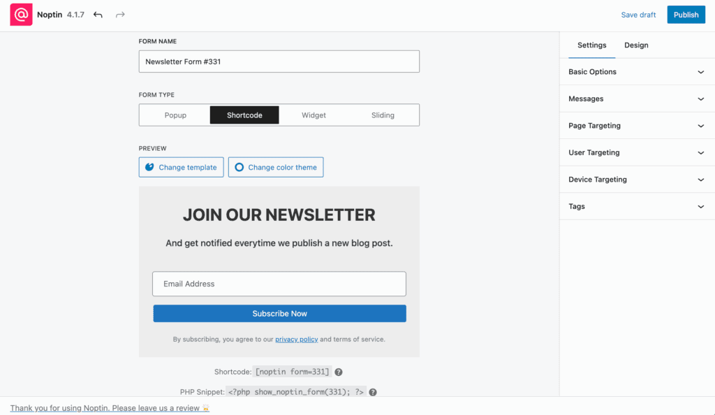 noptin newsletter