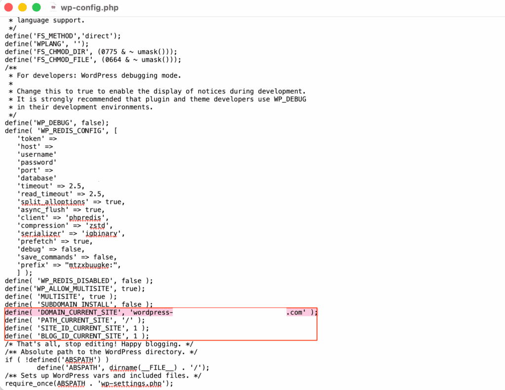 wpconfig multisite change domain