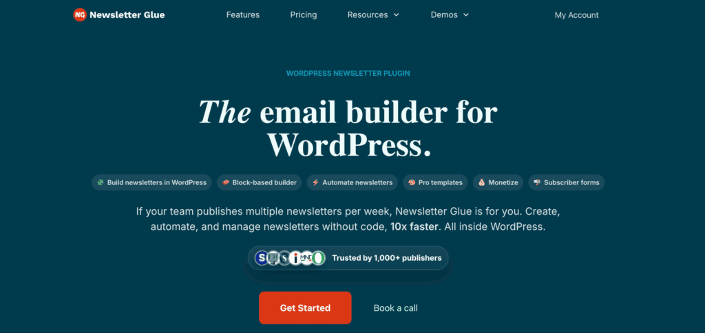 Newsletter glue homepage