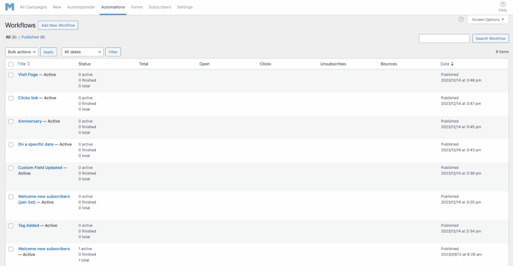 Workflow mailster