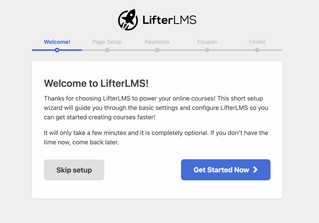 LifterLMS setup wizard