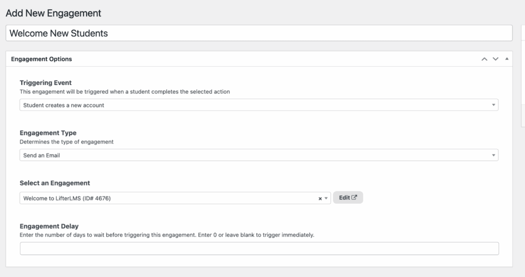 engagement feature lifterLMS