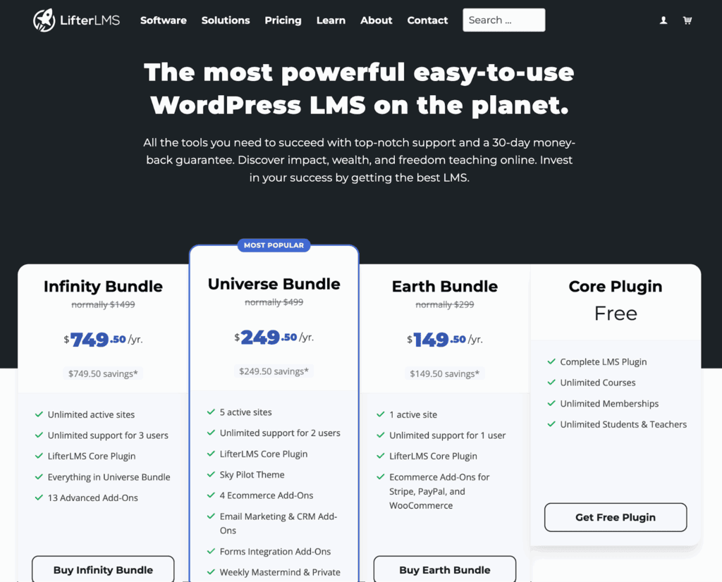 lifterLMS pricing page