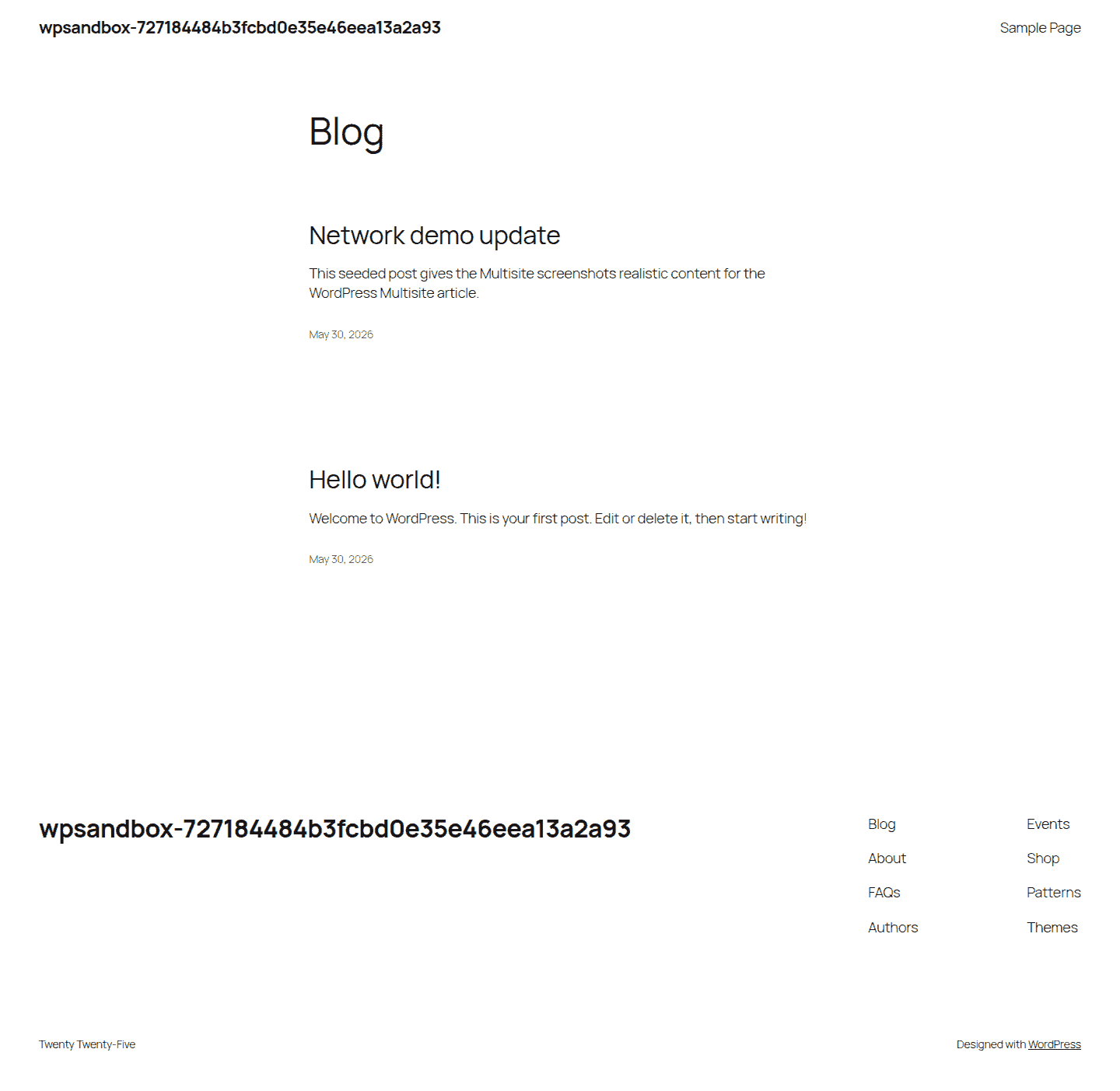 Frontend page served from the primary site in a Multisite network
