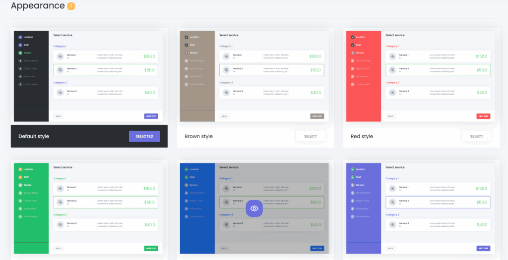 Appearance booknetic
