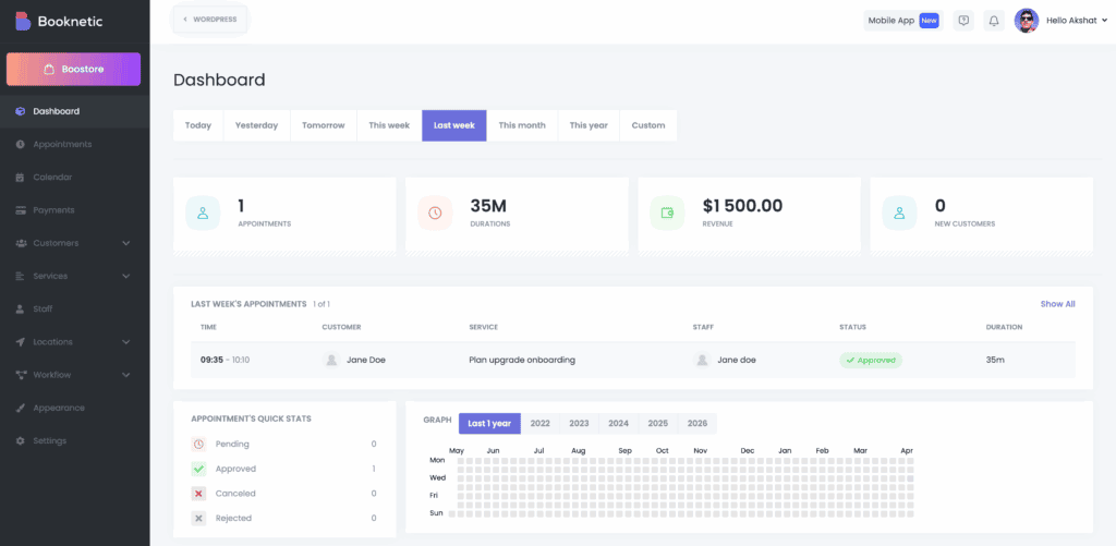 Booketic dashboard