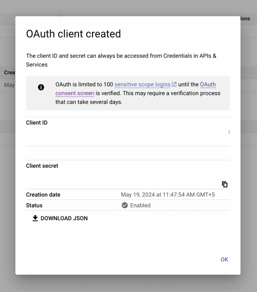OAuth creds