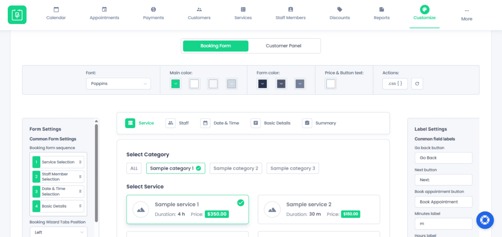 bookingpress booking form