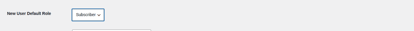 WordPress General Settings showing New User Default Role set to Subscriber
