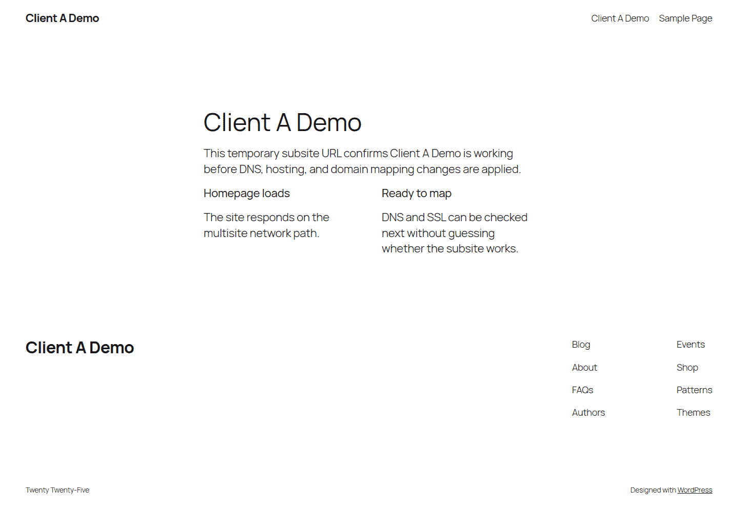 Demo multisite subsite loading before custom domain mapping