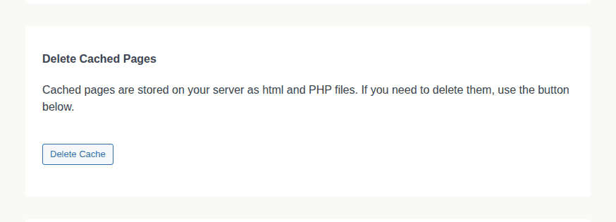 WP Super Cache Delete Cached Pages button
