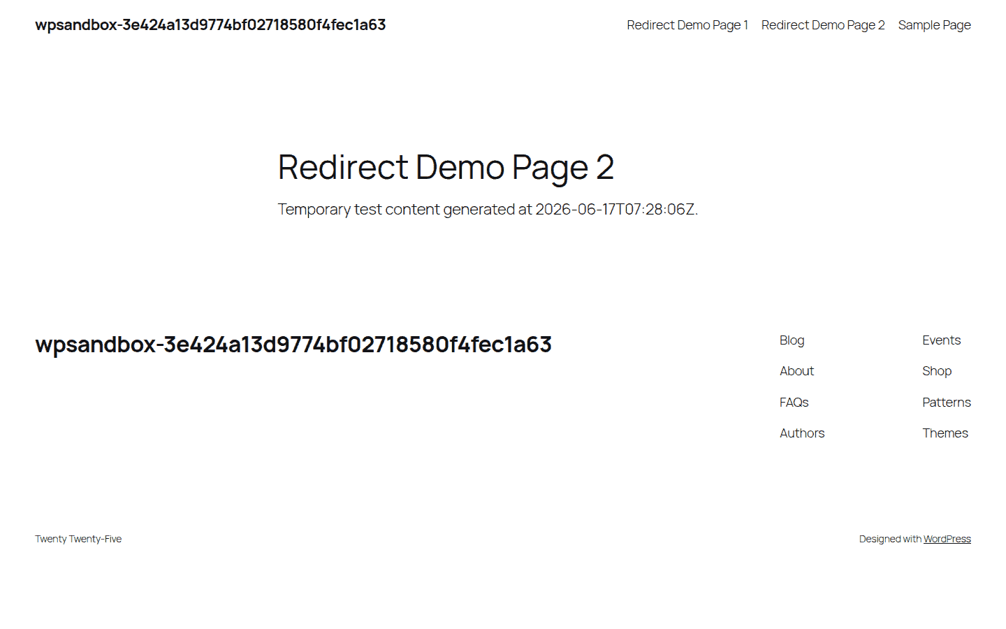 Frontend destination page reached after visiting the redirected old URL
