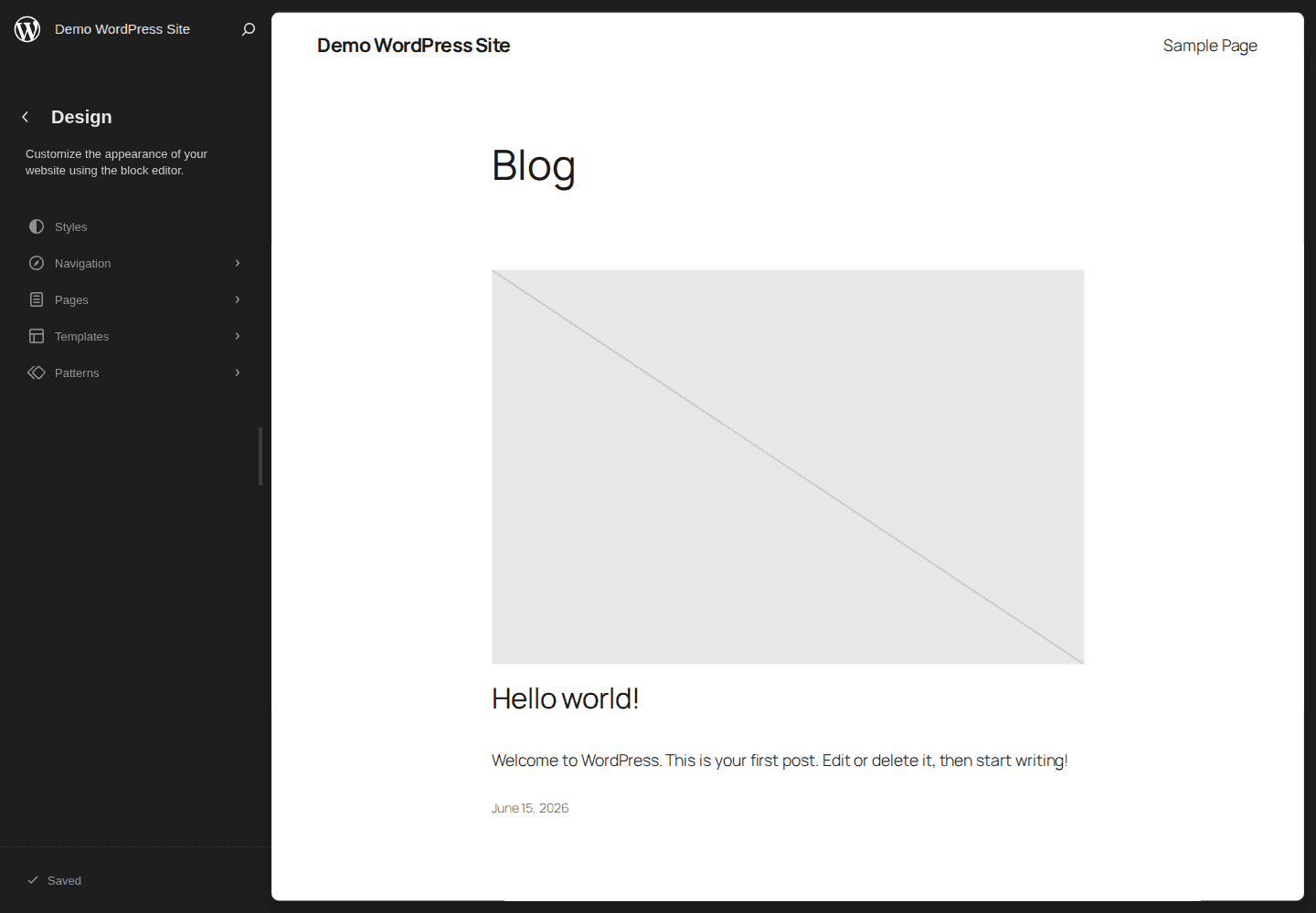 WordPress Site Editor overview for block theme design settings