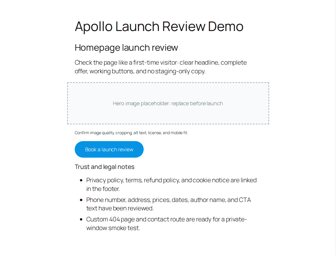 WordPress block editor content review before launch