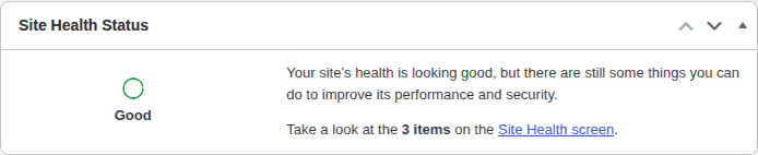 WordPress dashboard Site Health widget