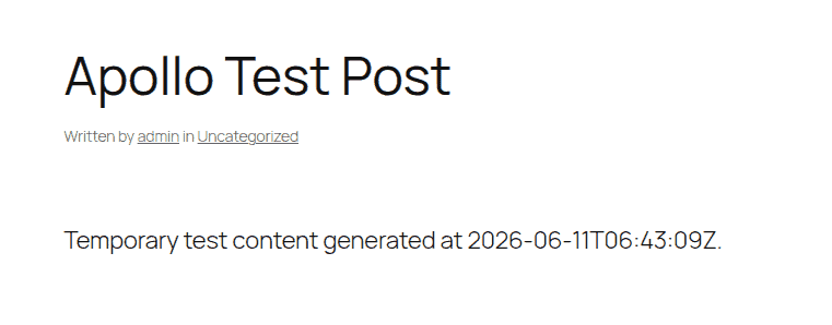 Frontend test page used to verify plugin output as a visitor