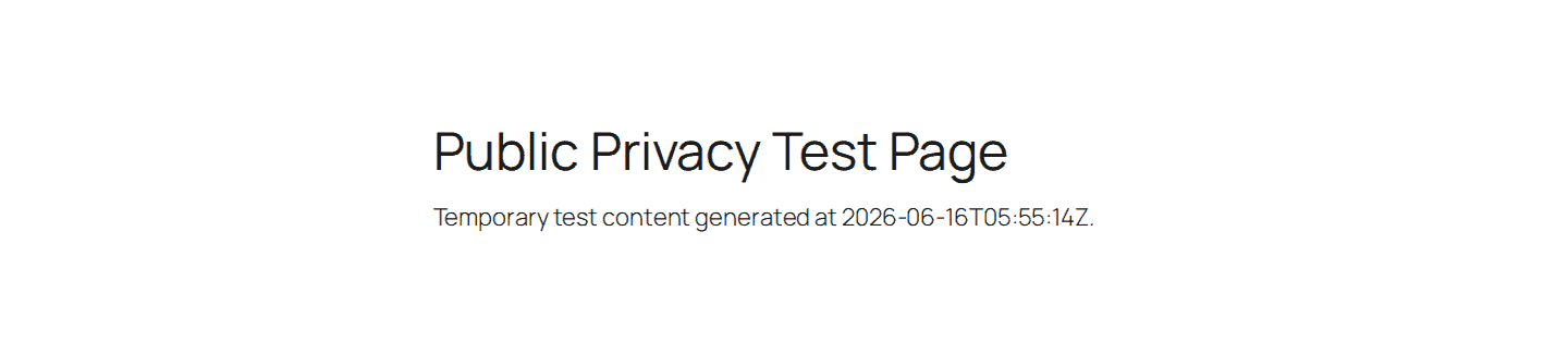 Public WordPress test page still visible while logged out