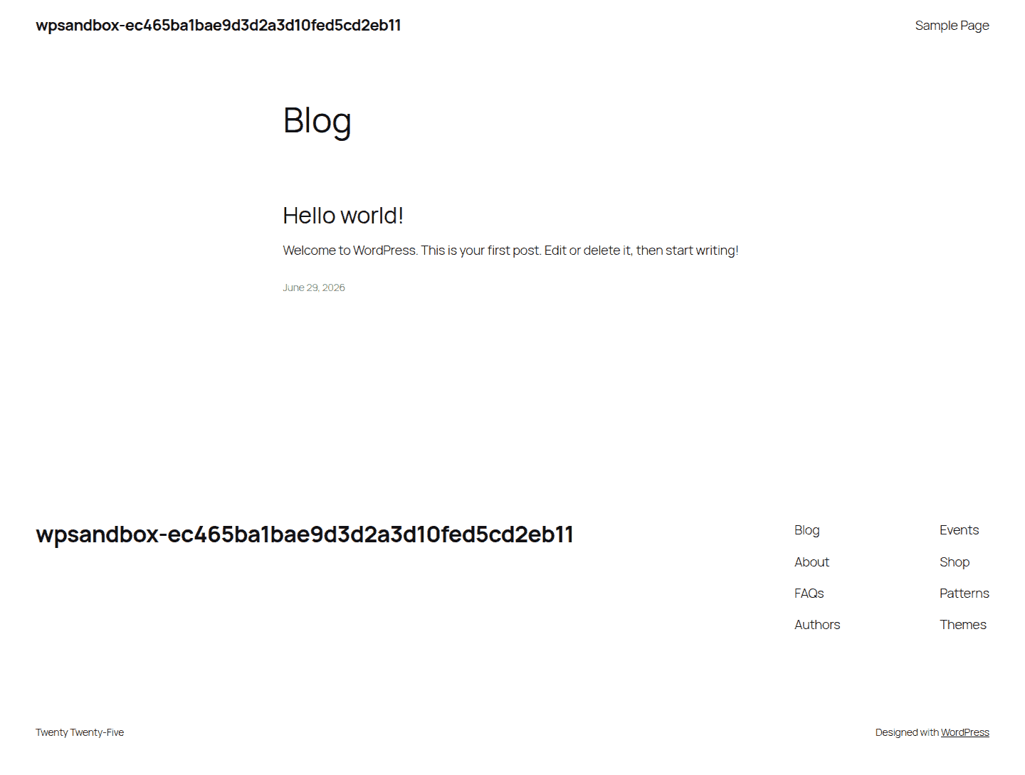 Public homepage check after a WordPress update