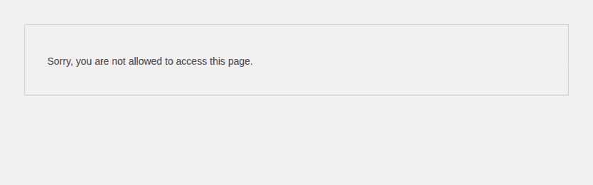 WordPress admin error screen indicating access should be restored safely