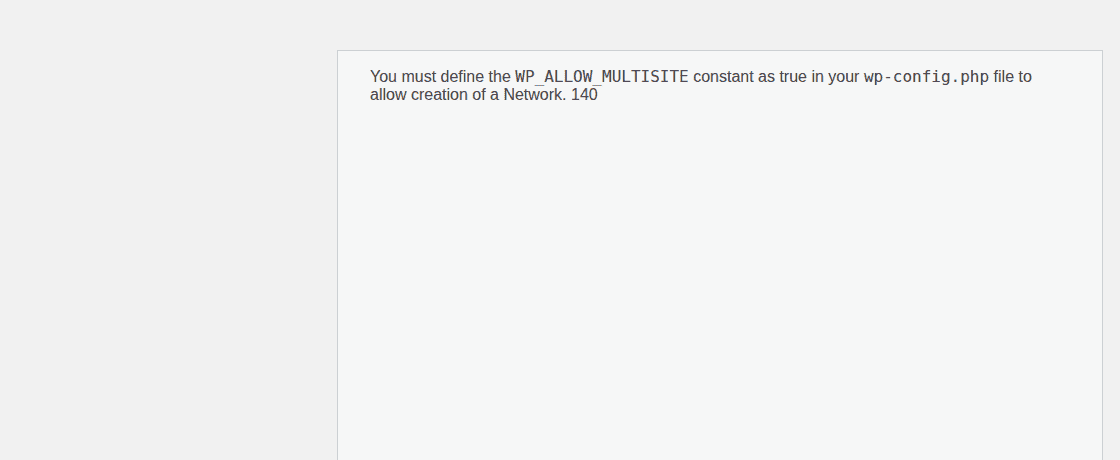 WordPress network setup screen showing preparation context before enabling Multisite