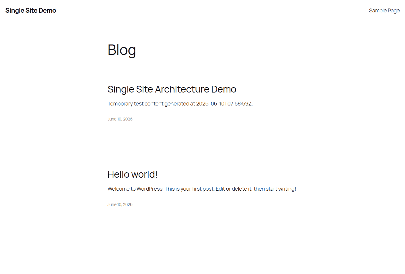 Visitor-facing WordPress single-site homepage
