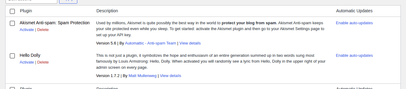 Installed Plugins screen for checking plugin status after restoring access