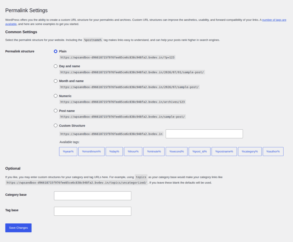 WordPress permalink settings to refresh after a manual restore