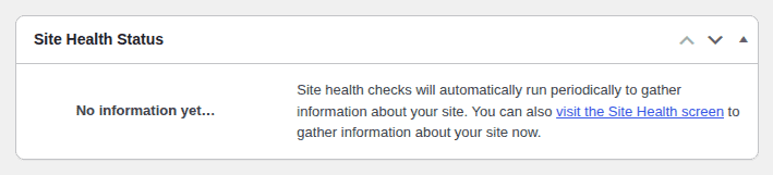 WordPress dashboard Site Health Status widget before debugging