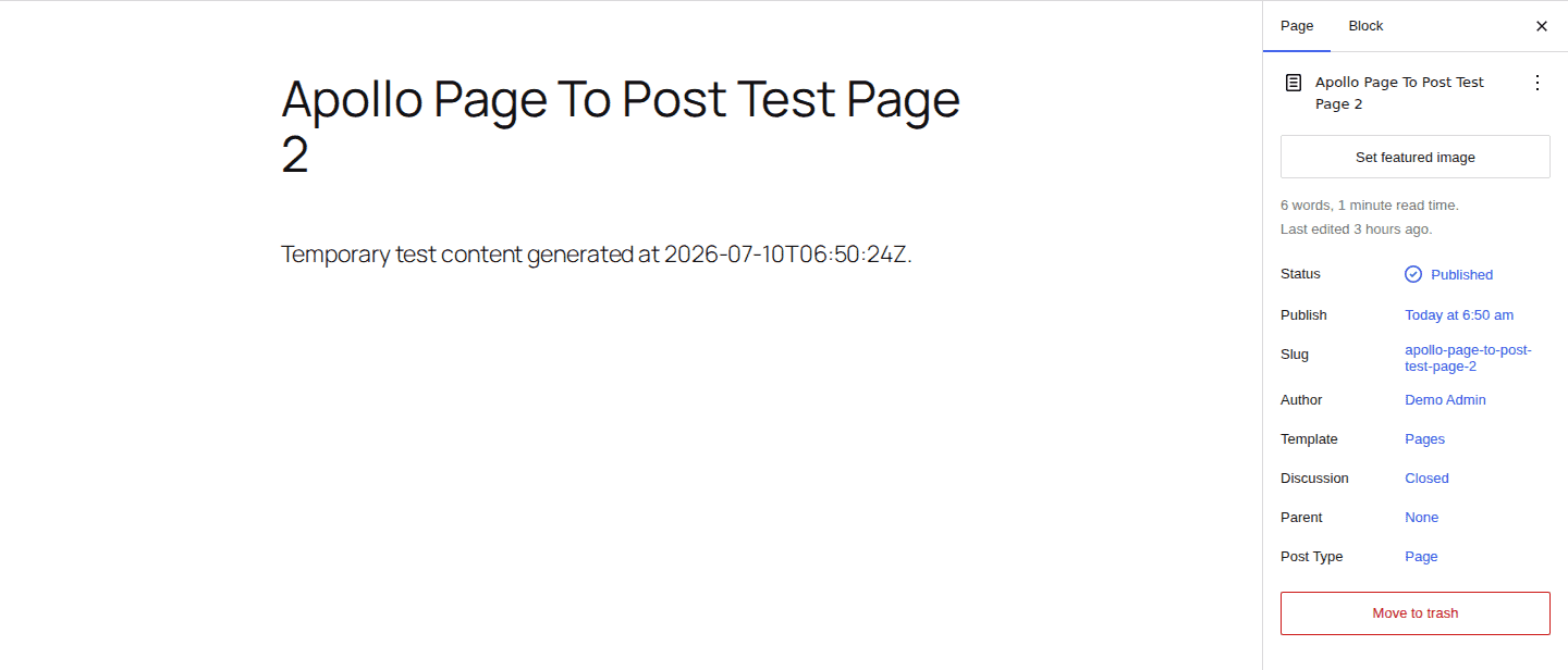 Post Type Switcher control in the WordPress editor