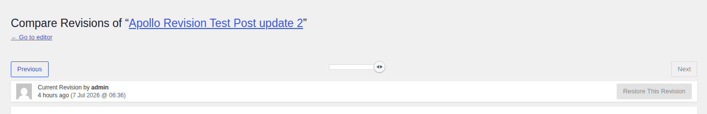 Revision controls with the restore button