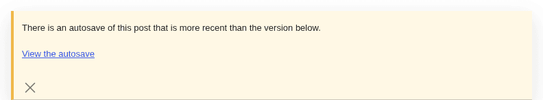 WordPress autosave recovery notice in the editor