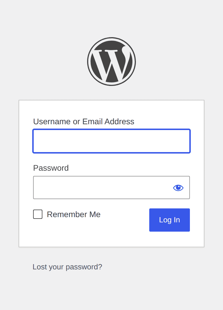 WordPress admin login redirect screen