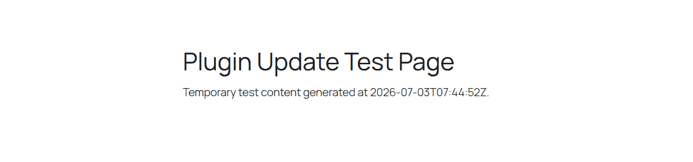 Public site page used to verify frontend behavior after a plugin update