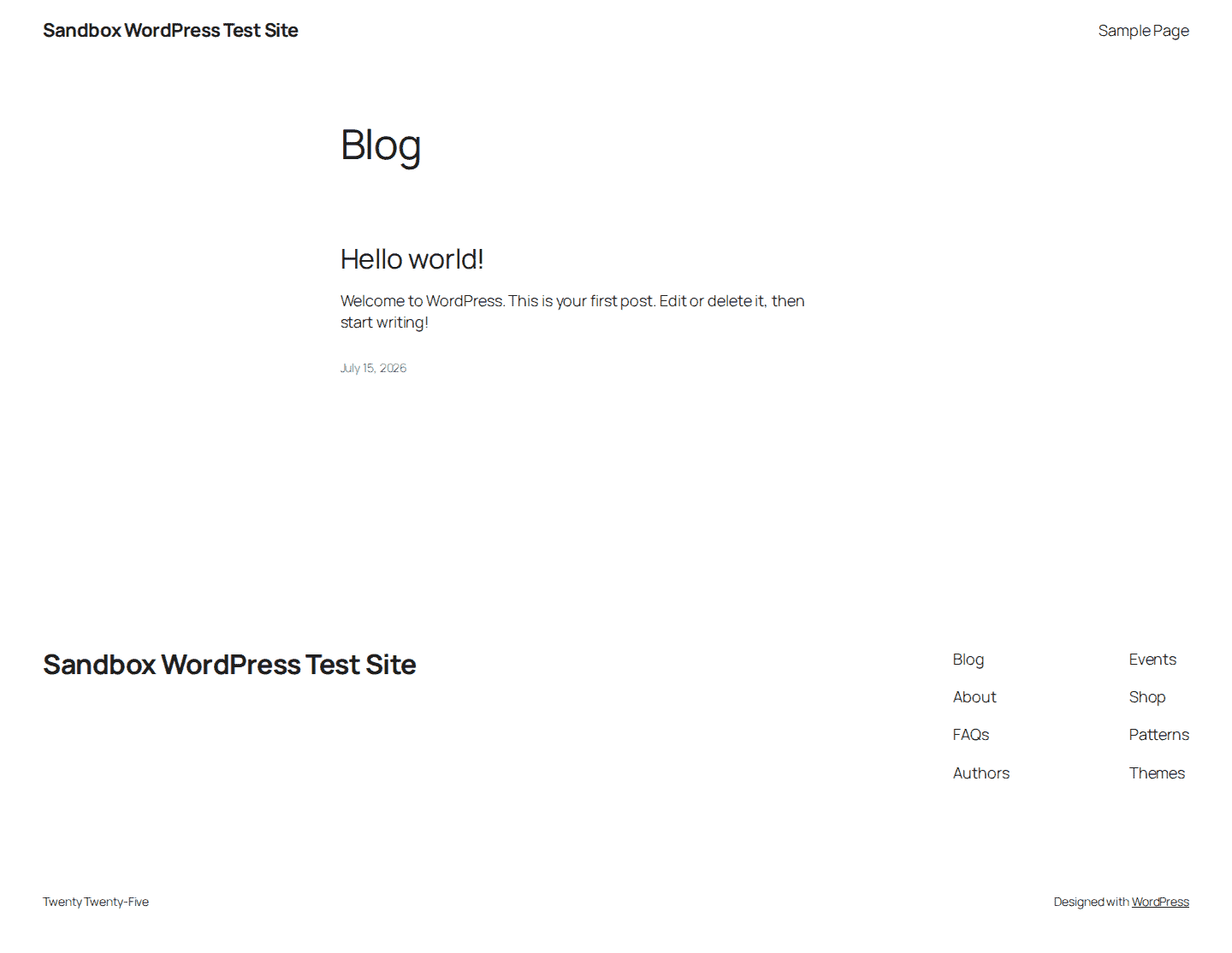 Sandbox WordPress frontend preview