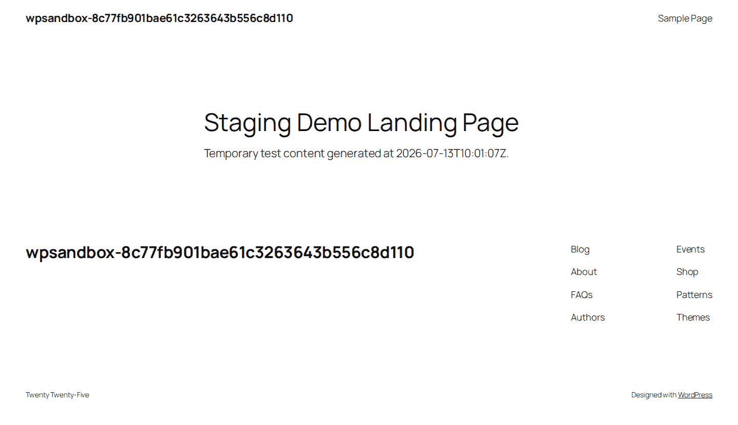 Frontend preview used to test what visitors will see
