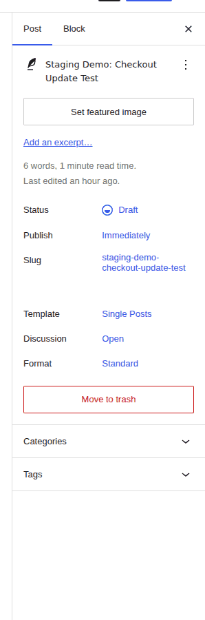 WordPress revision context before deploying staging changes