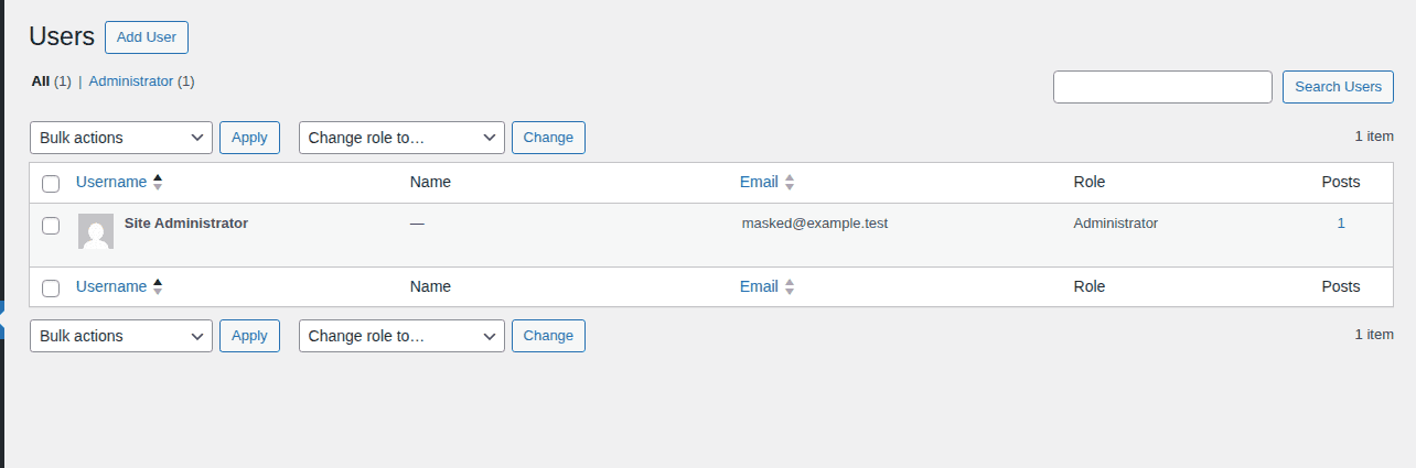 WordPress users screen showing roles are separate from file permissions
