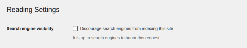 WordPress Reading Settings search engine visibility option for private staging sites