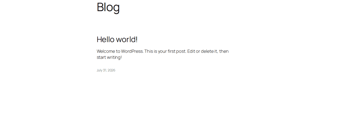 Public WordPress homepage used to verify the site still loads